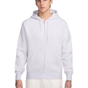Nike Solo Swoosh Men's Full-Zip Hoodie Birch Heather/White DR0403-051 Size L